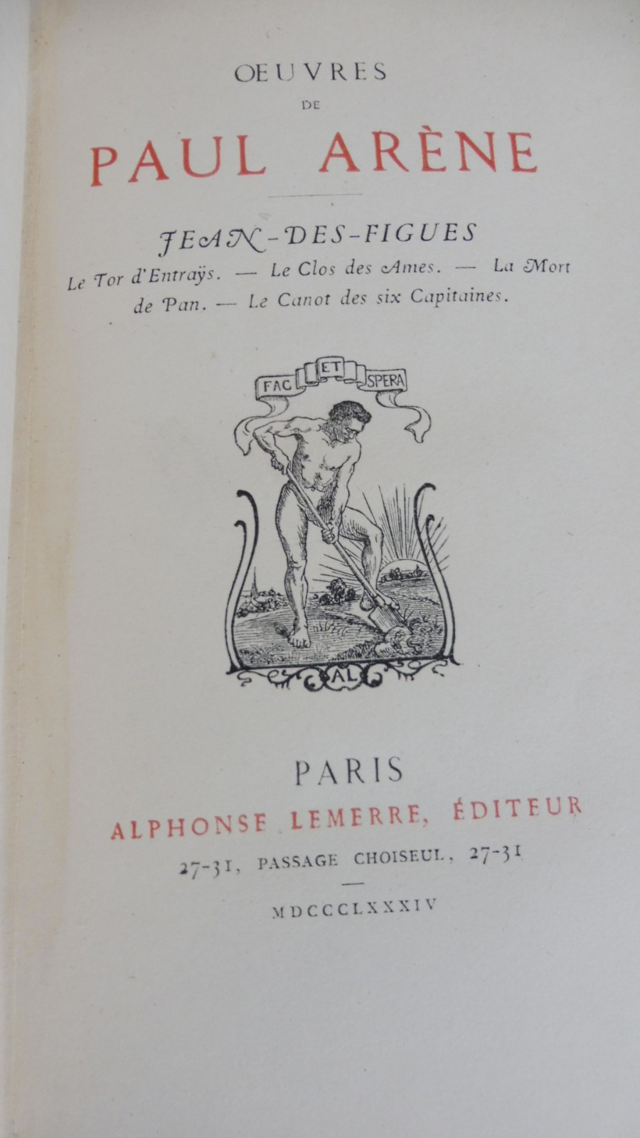 Oeuvres de Paul Arène 1884