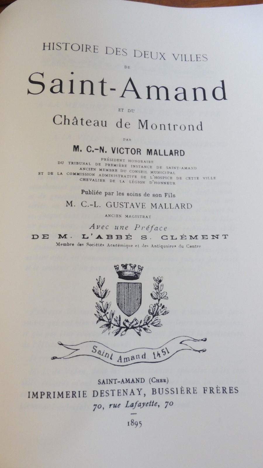 Histoire de St-Amand et du château de Montrond (V. Mallard) 1900 [REPRODUCTION]