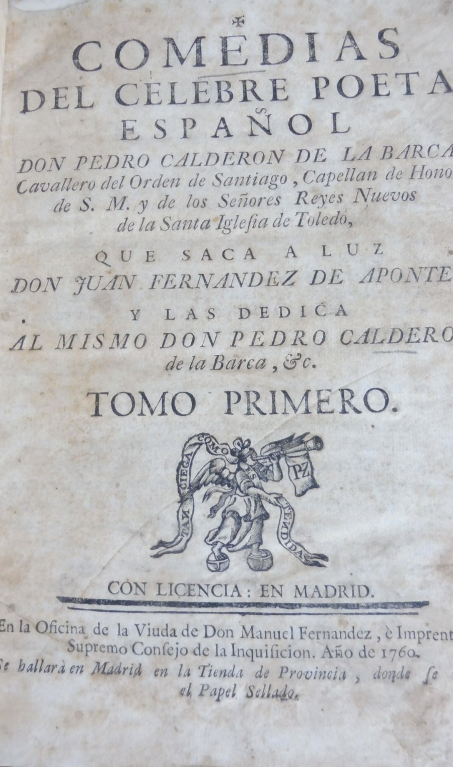Comedias del celebre poeta don P. Calderon de la Barca 1760 11 vol. en 10 t.