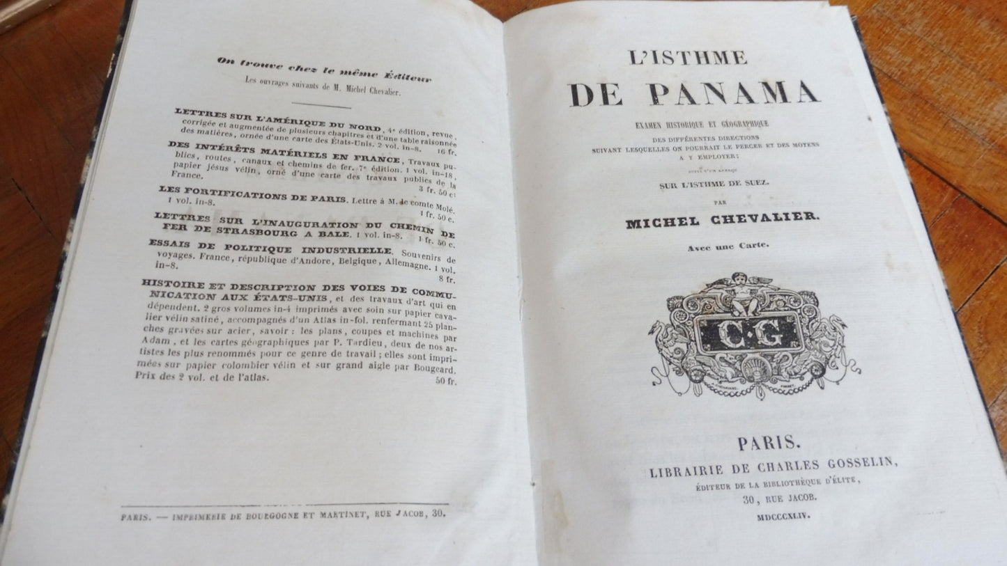 L'Isthme de Panama. Examen historique et géographique (Michel Chevalier) 1844