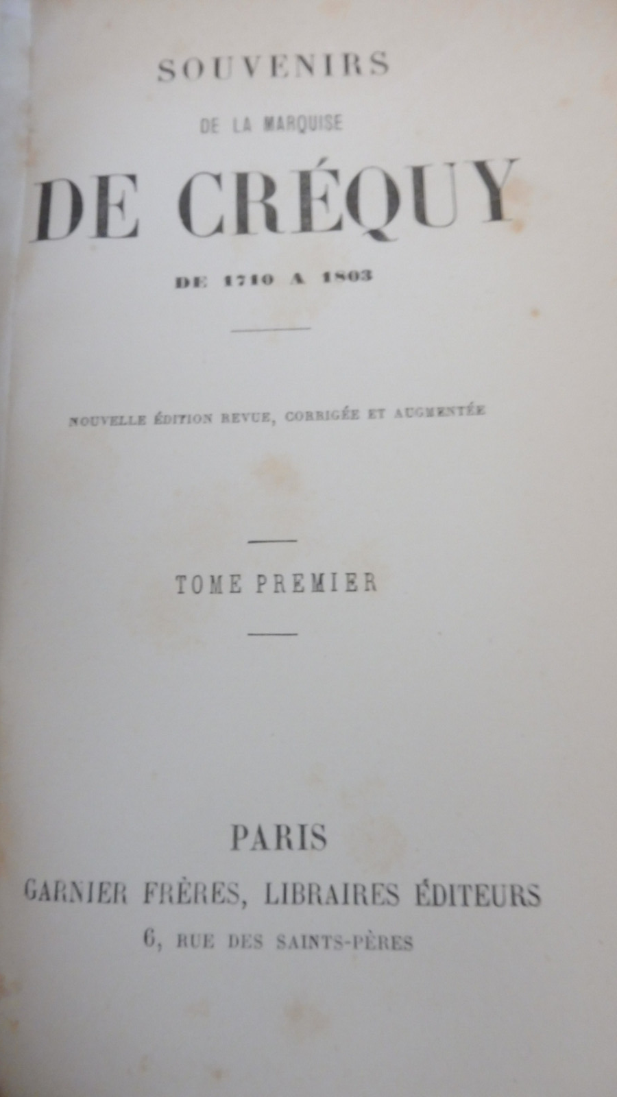Souvenirs de la marquise de Créquy s.d. 10/10