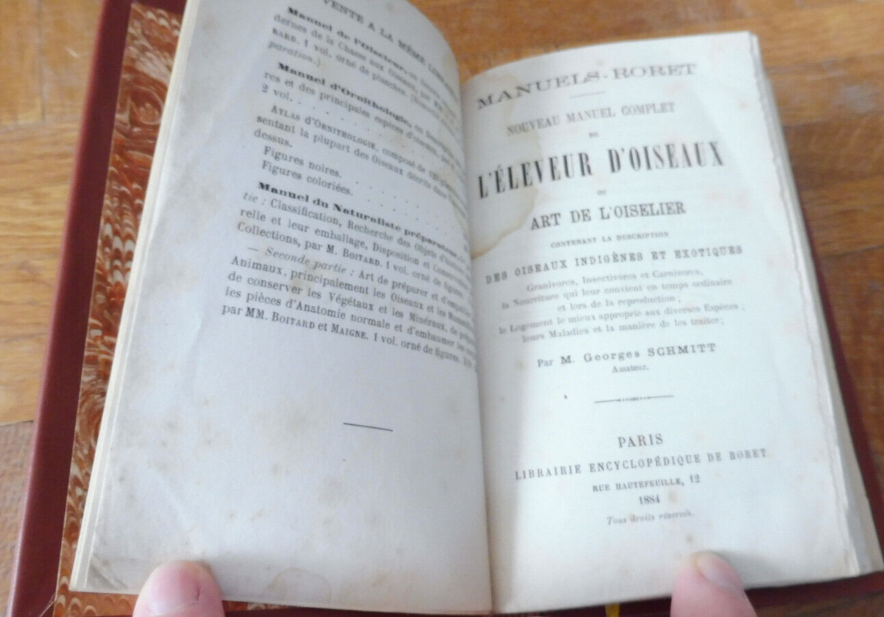 Manuel de l'éleveur d'oiseaux ou art de l'oiselier (Georges Schmitt) 1884