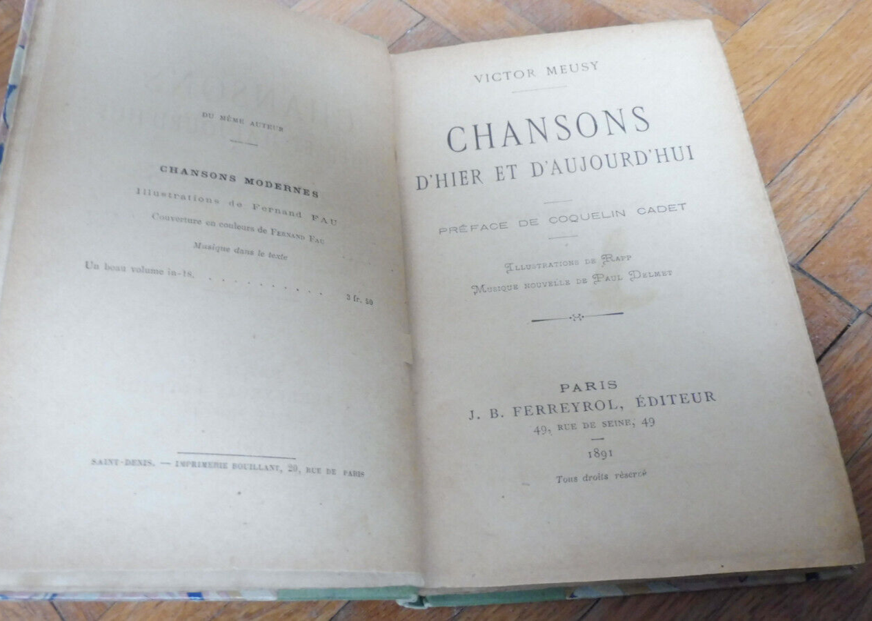 Chansons d'hier et d'aujourd'hui (Victor Meusy) 1891 illus. Rapp