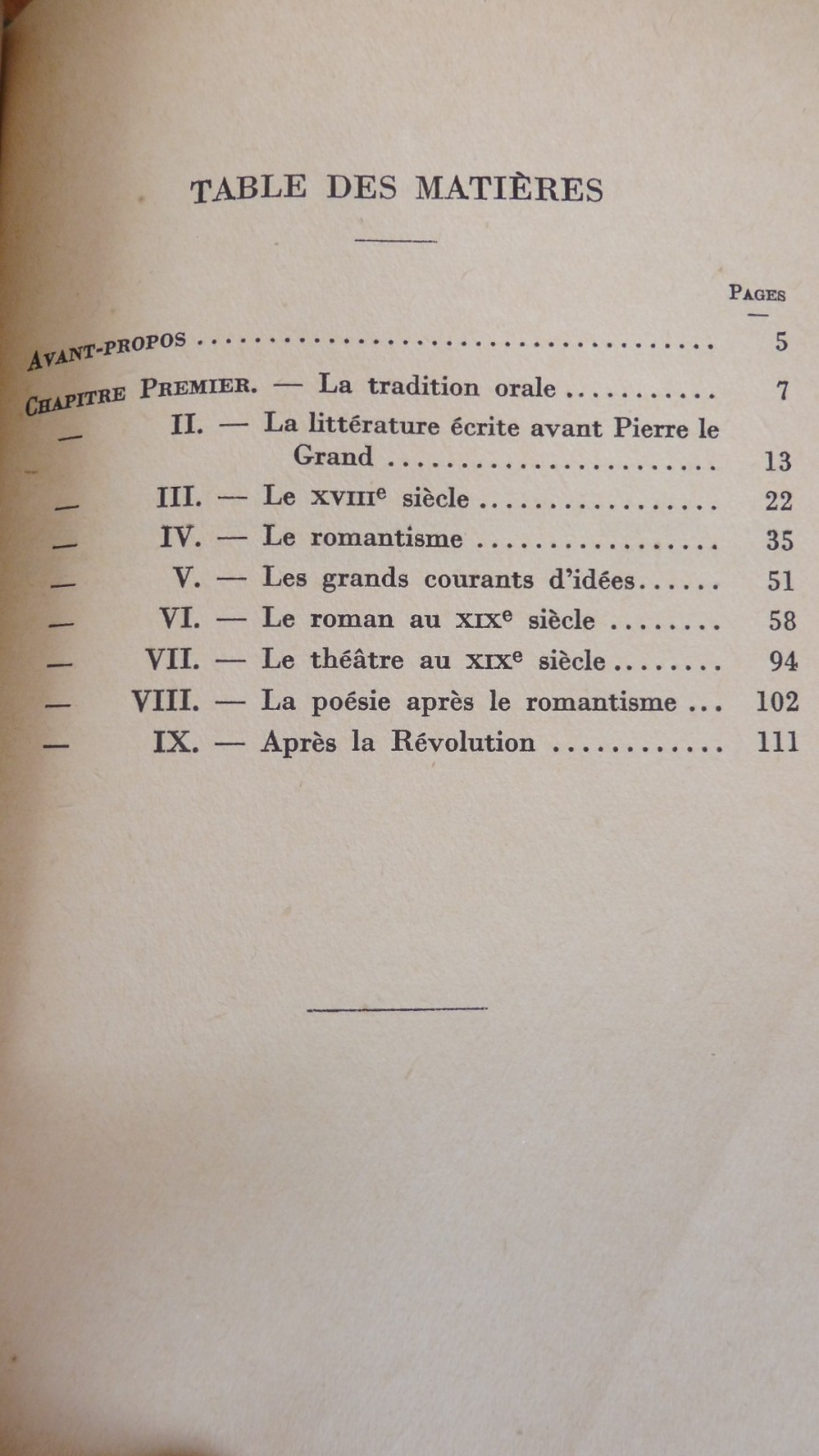 La Littérature russe. La Littérature anglaise (Ehrhard & Lalou) 1958-59