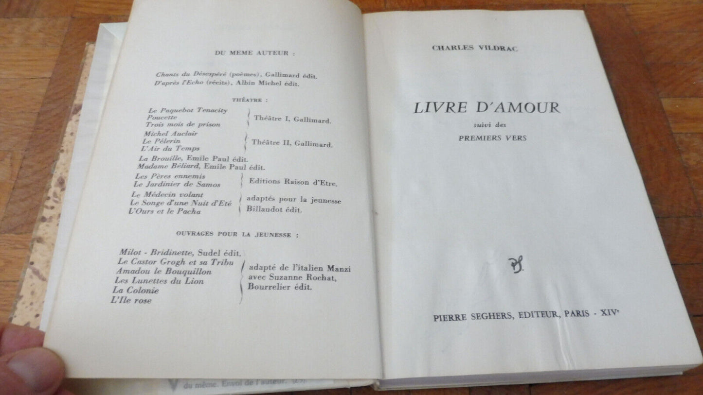 Livre d'amour (Ch. Vildrac) 1959 ENVOI+illus. originale & lettre de Fontanarosa