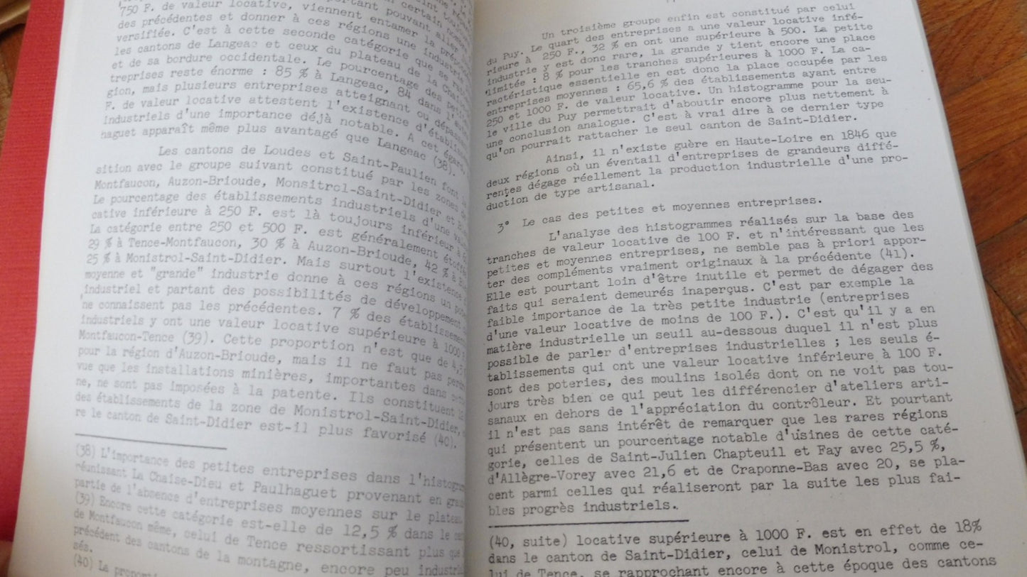 L'Industrie en Haute-Loire de la fin de la monarchie de Juillet (J. Merley) 1972
