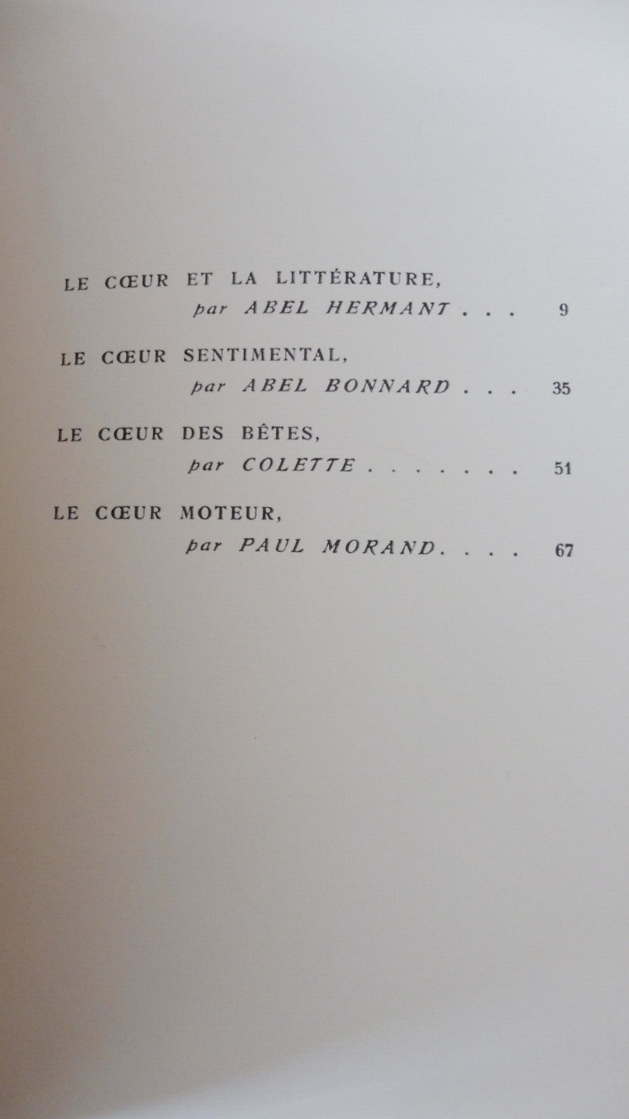 Affaires de Coeur (Hermant, Bonnard, Colette et Morand) 1934 EO