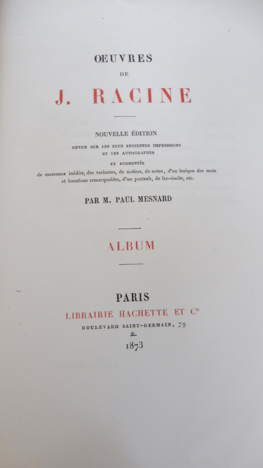 Oeuvres complètes de Racine + album + musique 186573 10 vol.