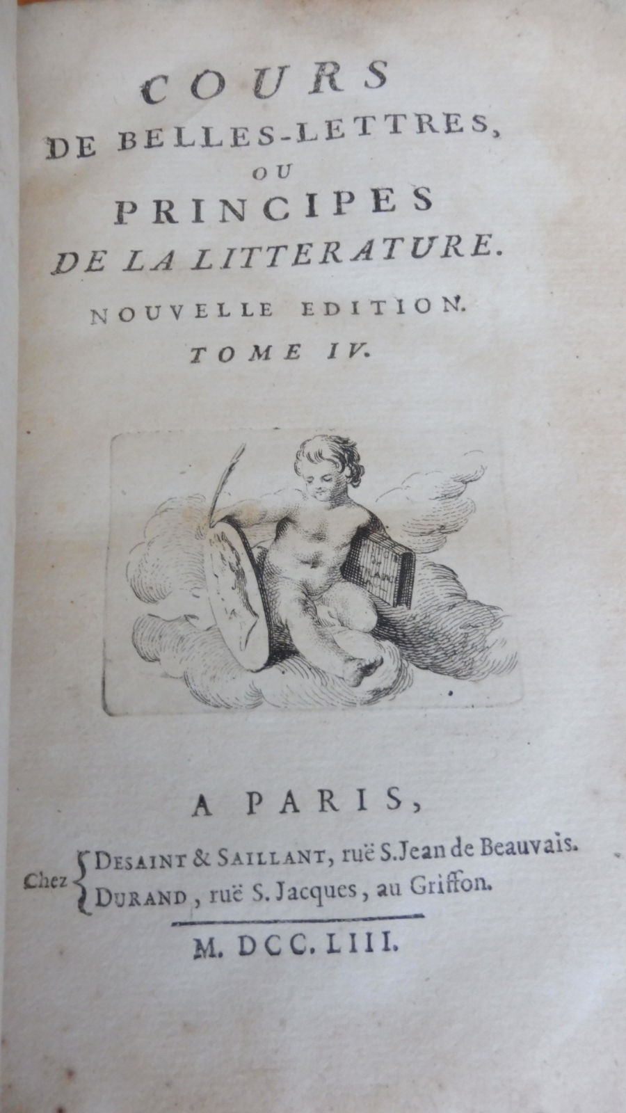 Cours de belles-lettres ou principes de la littérature (Ch. Batteux) 1753 4/4