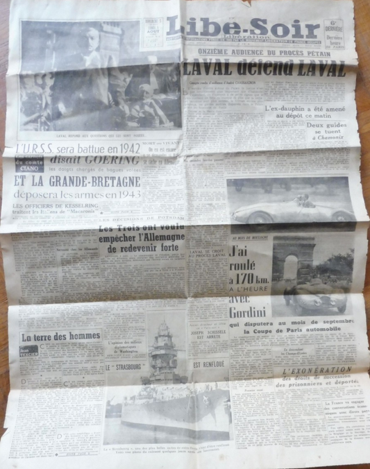 Libé-soir 6 août 1945 PROCES LAVAL