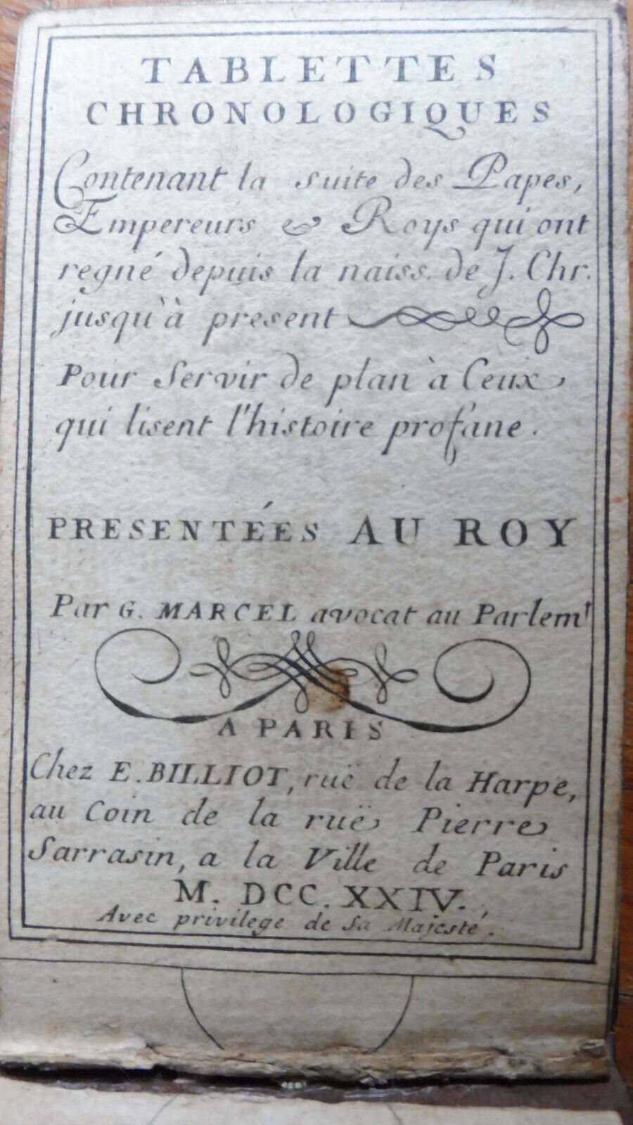 Tablettes chronologiques (Guillaume Marcel) 1724