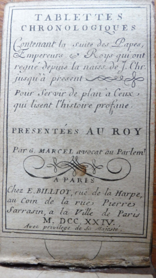 Tablettes chronologiques (Guillaume Marcel) 1724