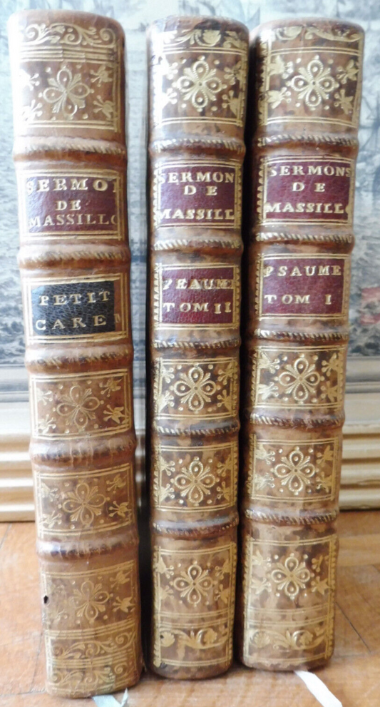 Oeuvres de Massillon 1754-69 3 volumes EX LIBRIS
