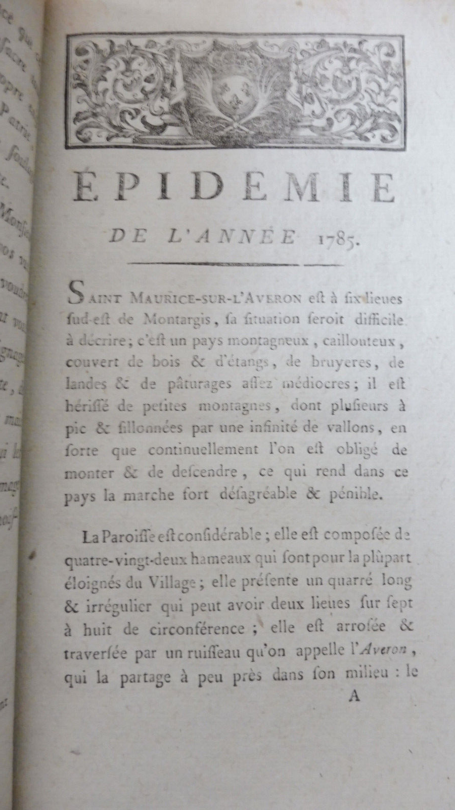 Mémoire sur l'épidémie de 1785 (Gastellier) 1789 MONTARGIS GATINAIS