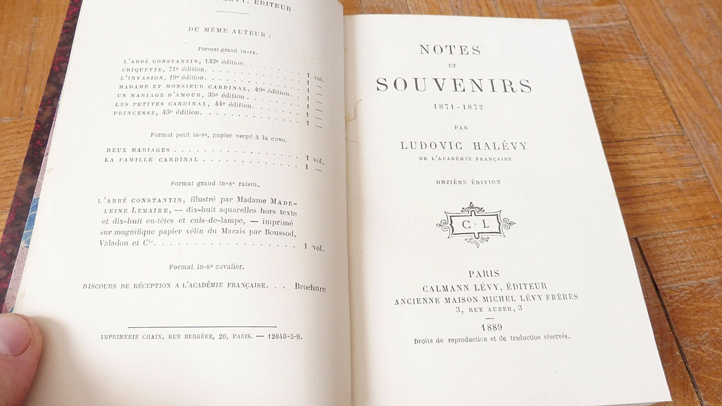 Notes et souvenirs (Ludovic Halévy) 1889