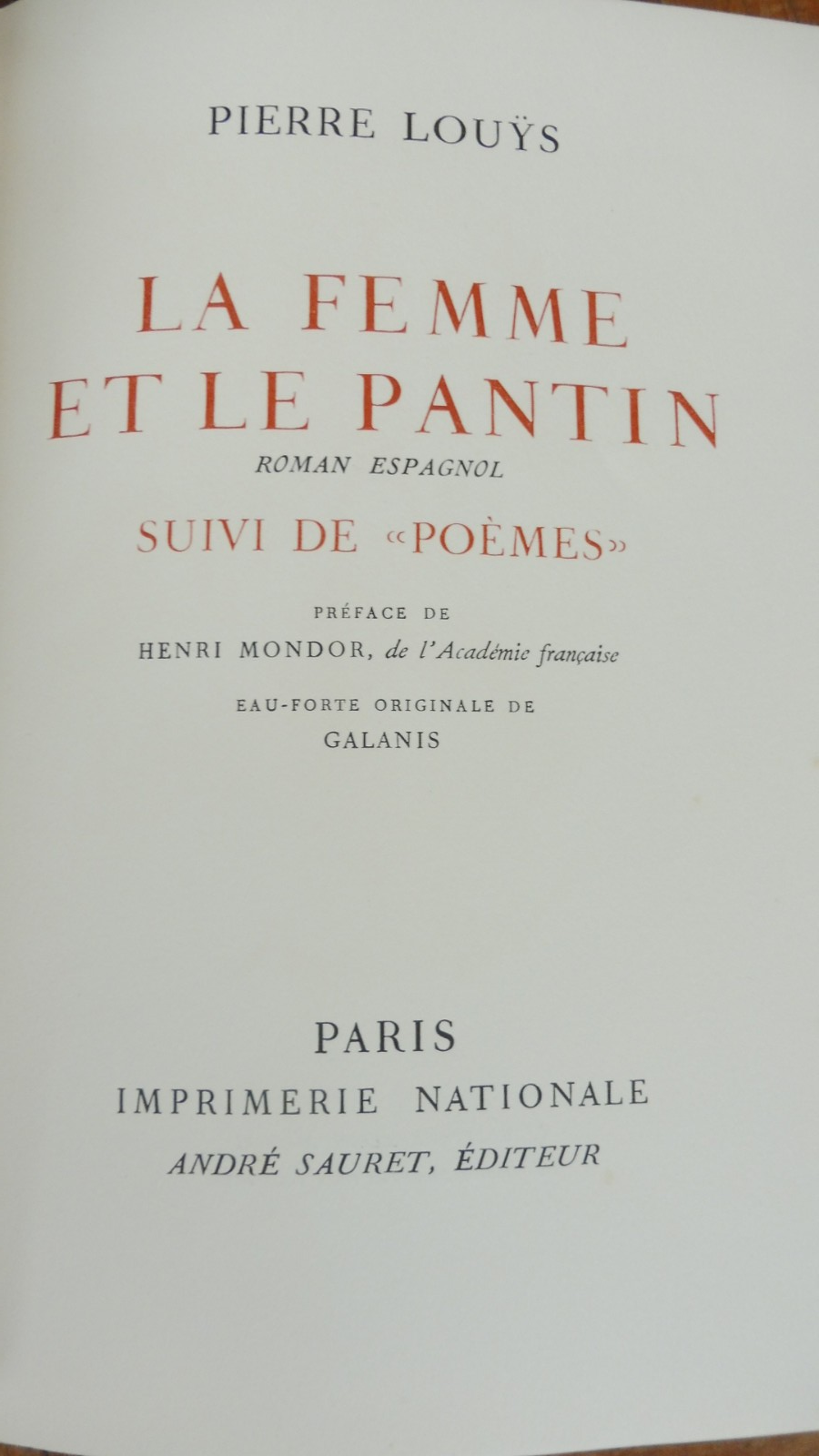 La Femme et le pantin (Pierre Louÿs) 1958