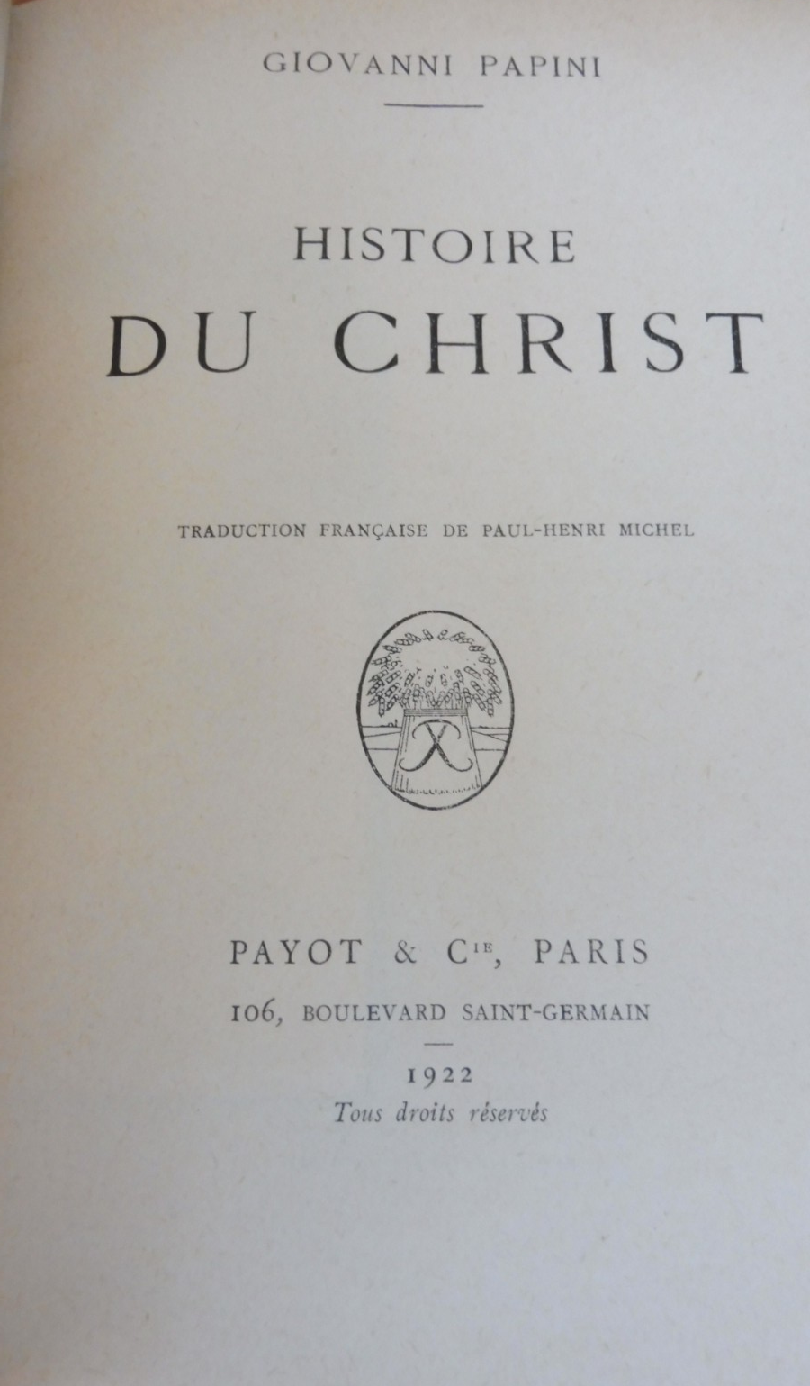 Histoire du Christ (Giovanni Papini) 1922