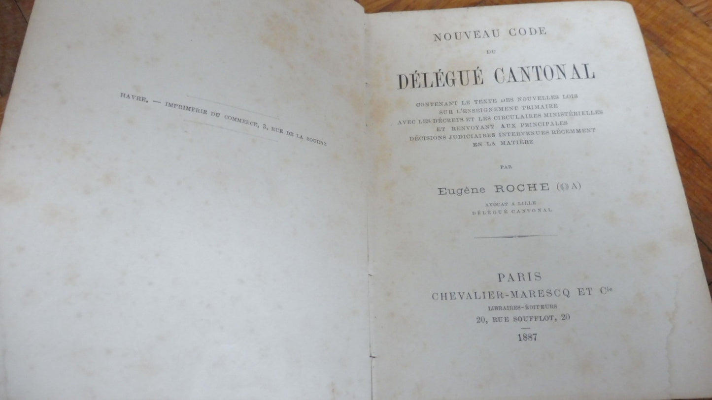 Nouveau code du délégué cantonal (Eugène Roche) 1887