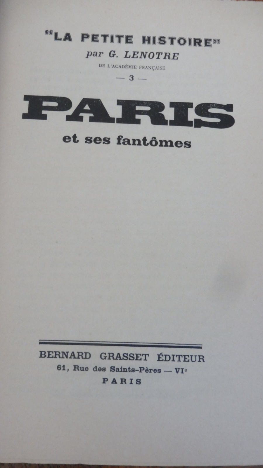 Paris et ses fantômes (G. Lenotre) 1950