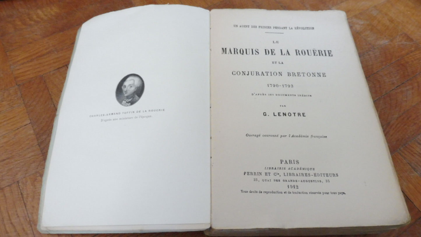 Le marquis de la Rouërie (G. Lenotre) 1912 HISTOIRE BRETAGNE CHOUANERIE