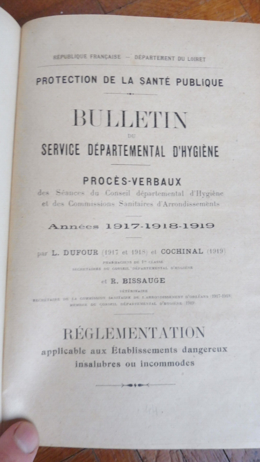 Rapport sur les travaux des Conseils d'Hygiène 1917-1922 (Bissauge) LOIRET