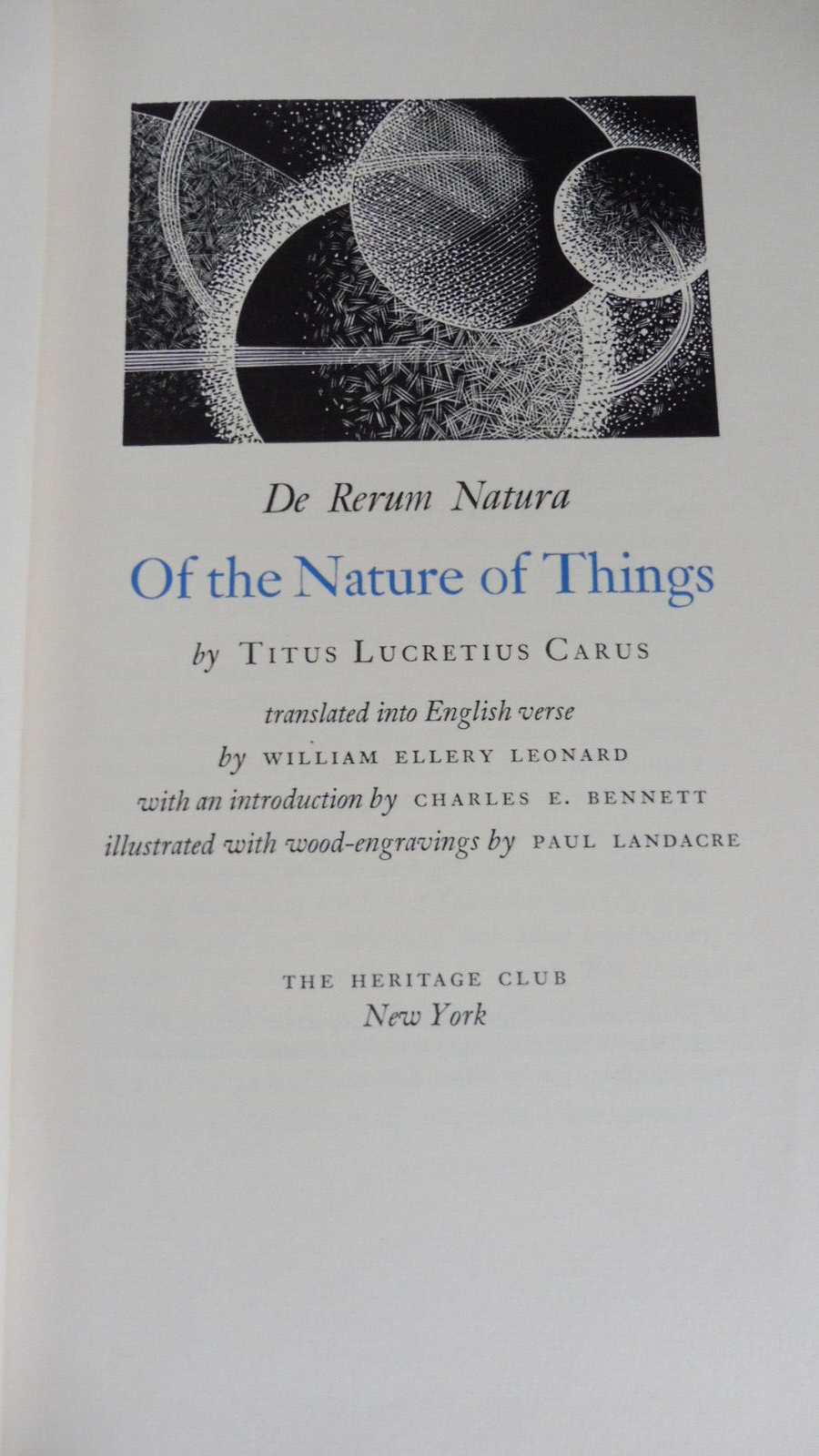 Of the nature of things (Lucretius) 1957 illus. Paul Landacre