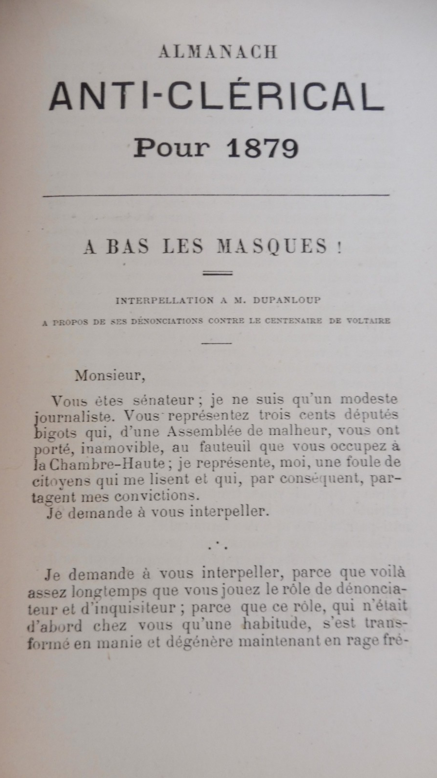 Almanach anticlérical. 1879 (Léo Taxil) 1879