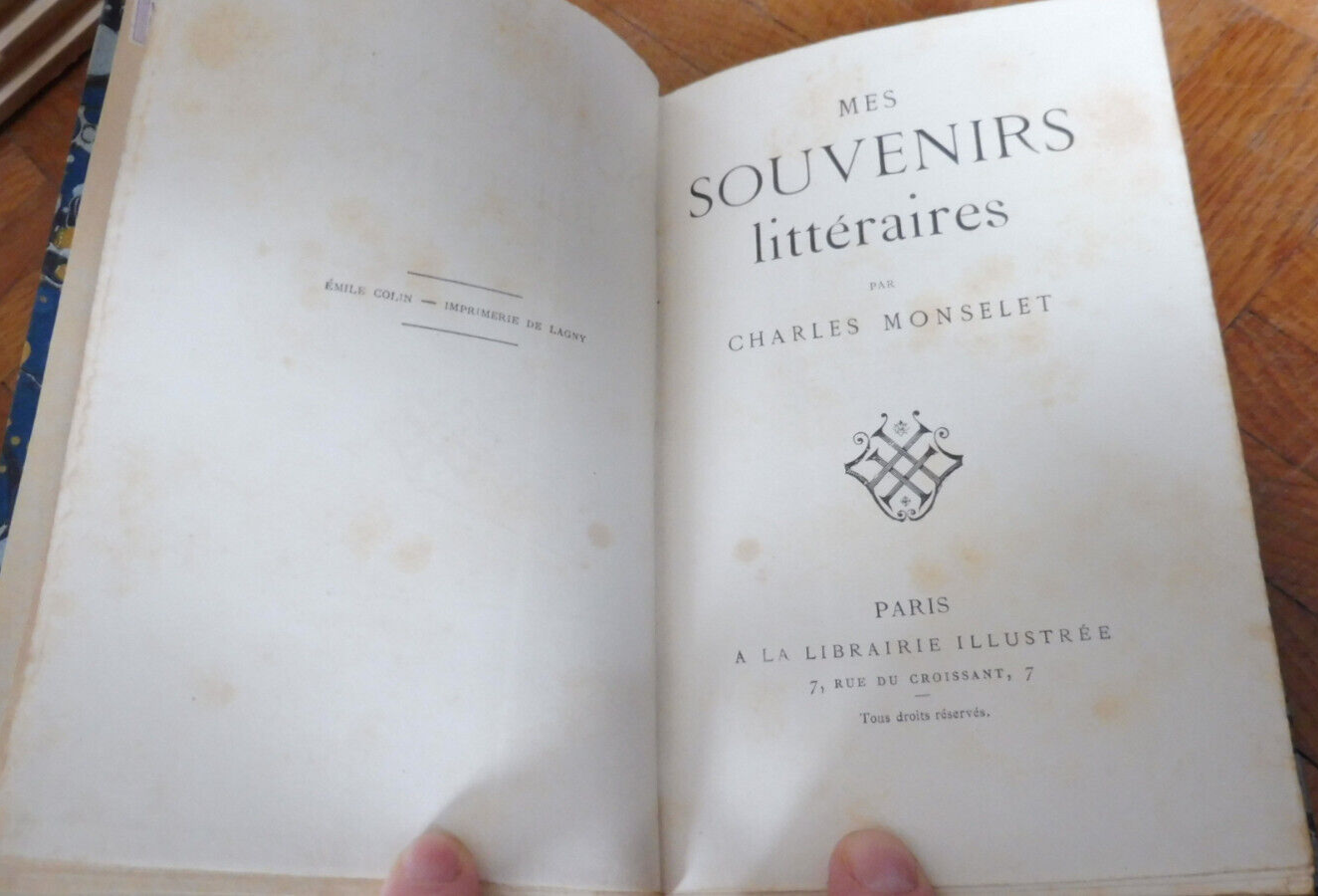 Mes Souvenirs littéraires (Charles Monselet) s.d. [1888] EO