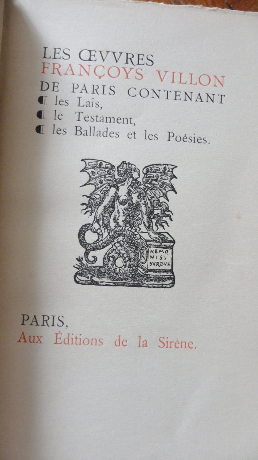 Oeuvres de François Villon 1923