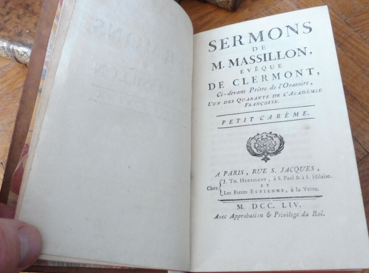 Oeuvres de Massillon 1754-69 3 volumes EX LIBRIS