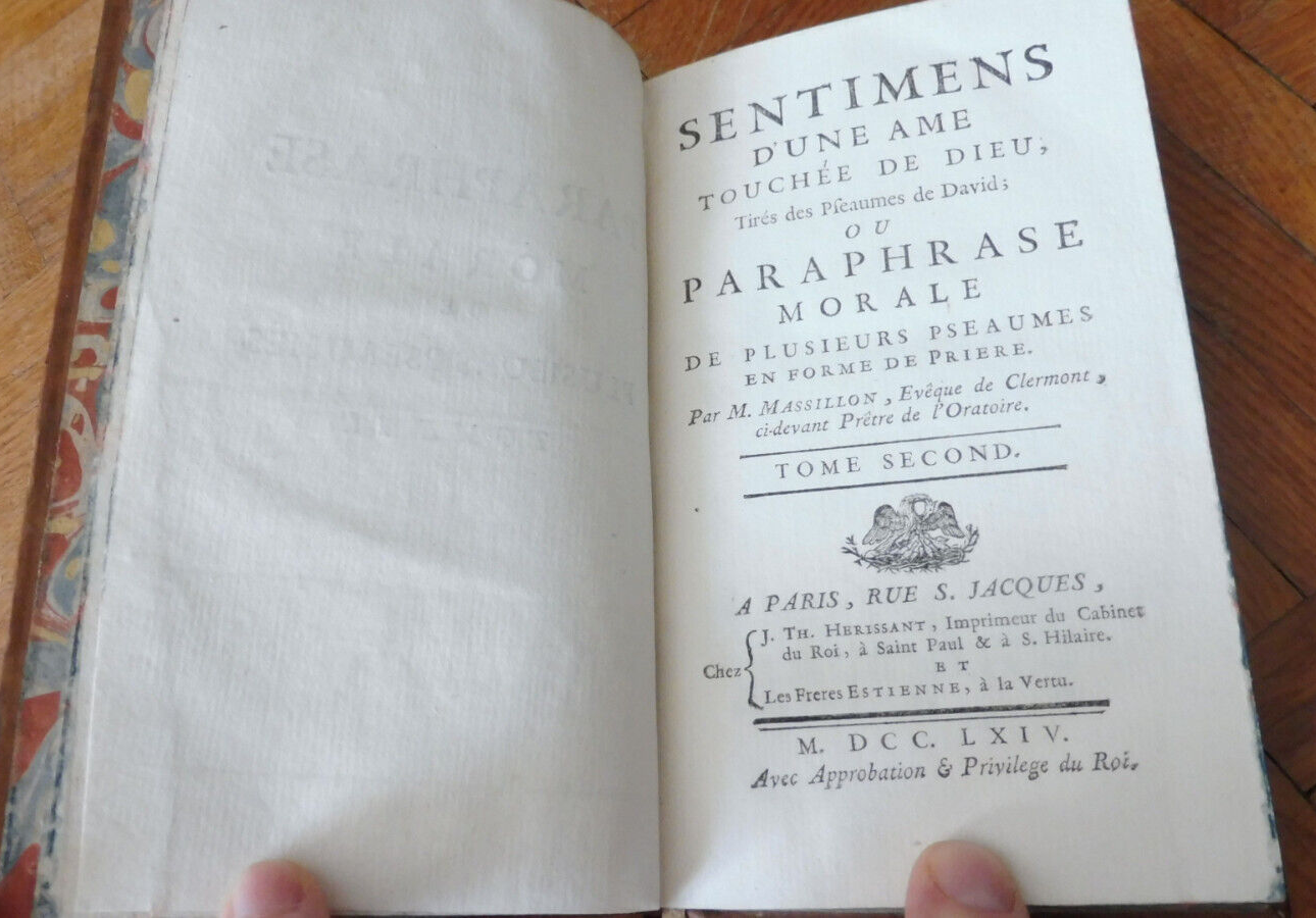 Oeuvres de Massillon 1754-69 3 volumes EX LIBRIS