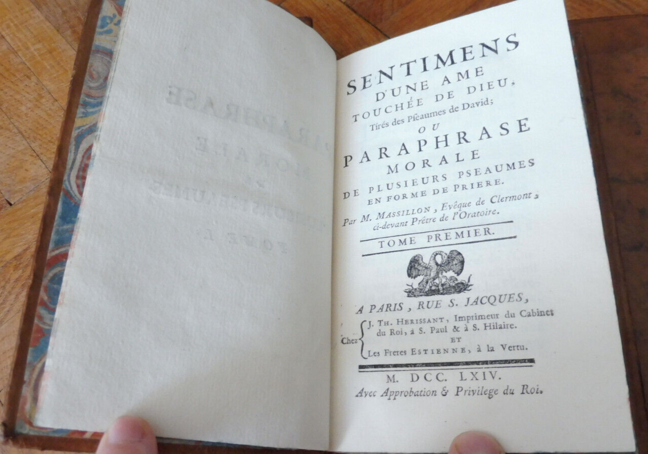 Oeuvres de Massillon 1754-69 3 volumes EX LIBRIS