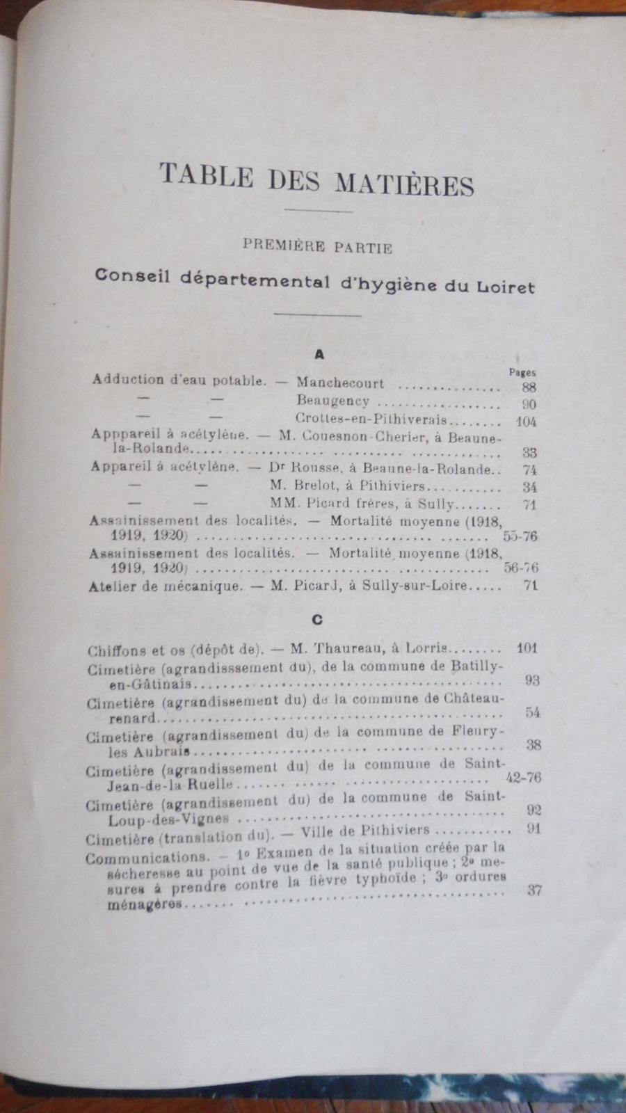 Rapport sur les travaux des Conseils d'Hygiène 1917-1922 (Bissauge) LOIRET