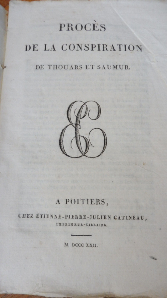 Procès de la Conspiration de Thouars et Saumur 1822