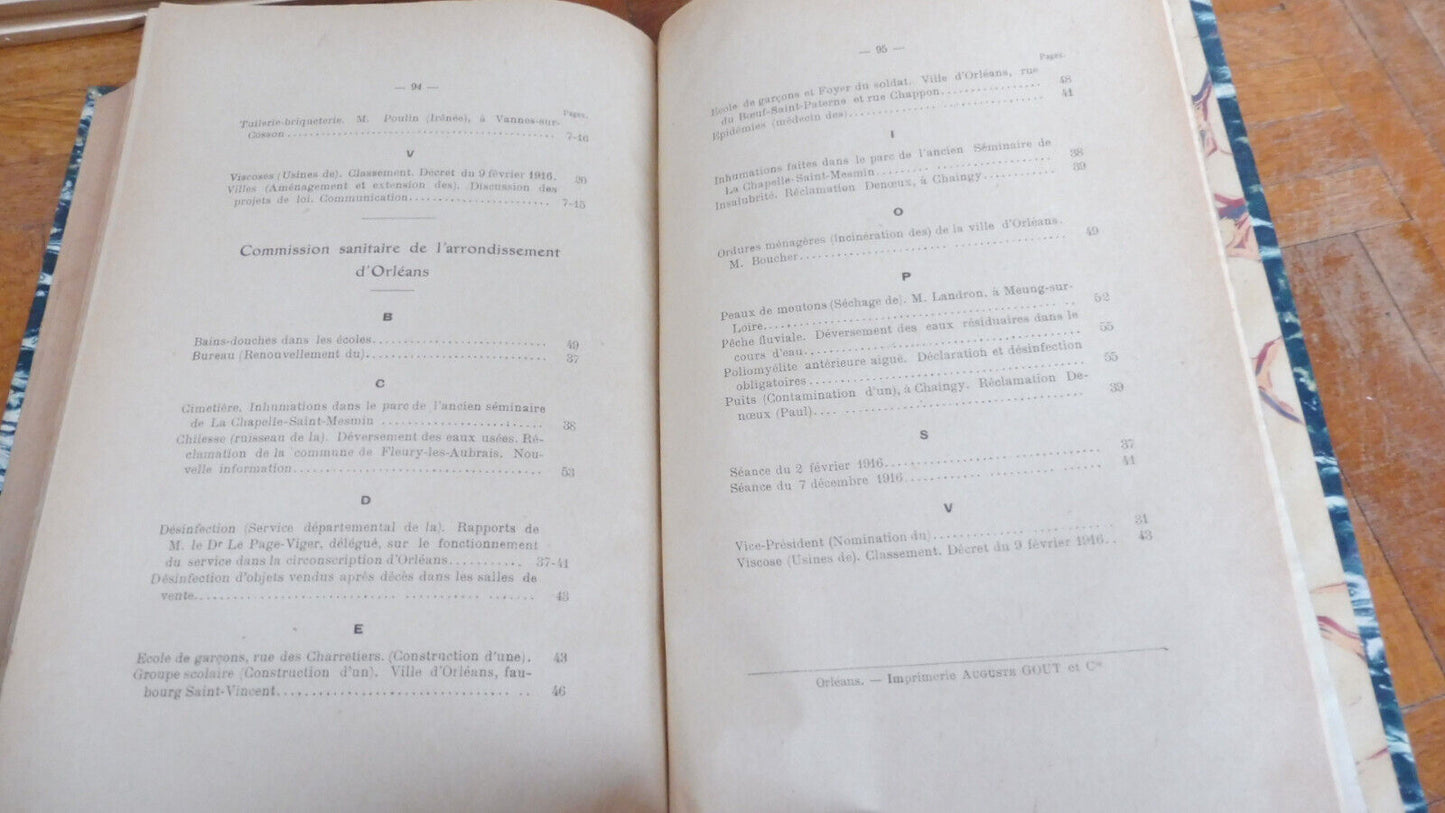 Rapport sur les travaux des Conseils d'Hygiène 1912-1916 (Bissauge) LOIRET