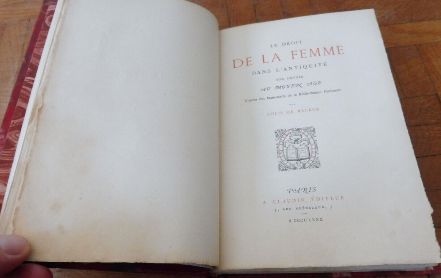 Le Droit de la femme dans l'Antiquité (Louis de Backer) 1880