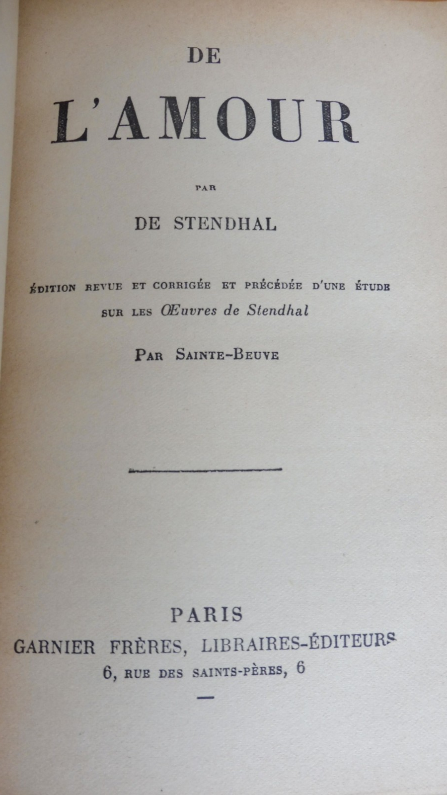 De l'amour (Stendhal) 1909