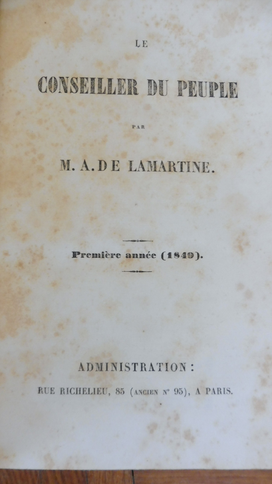 Le Conseiller du peuple (Lamartine) 1849 2 vol.