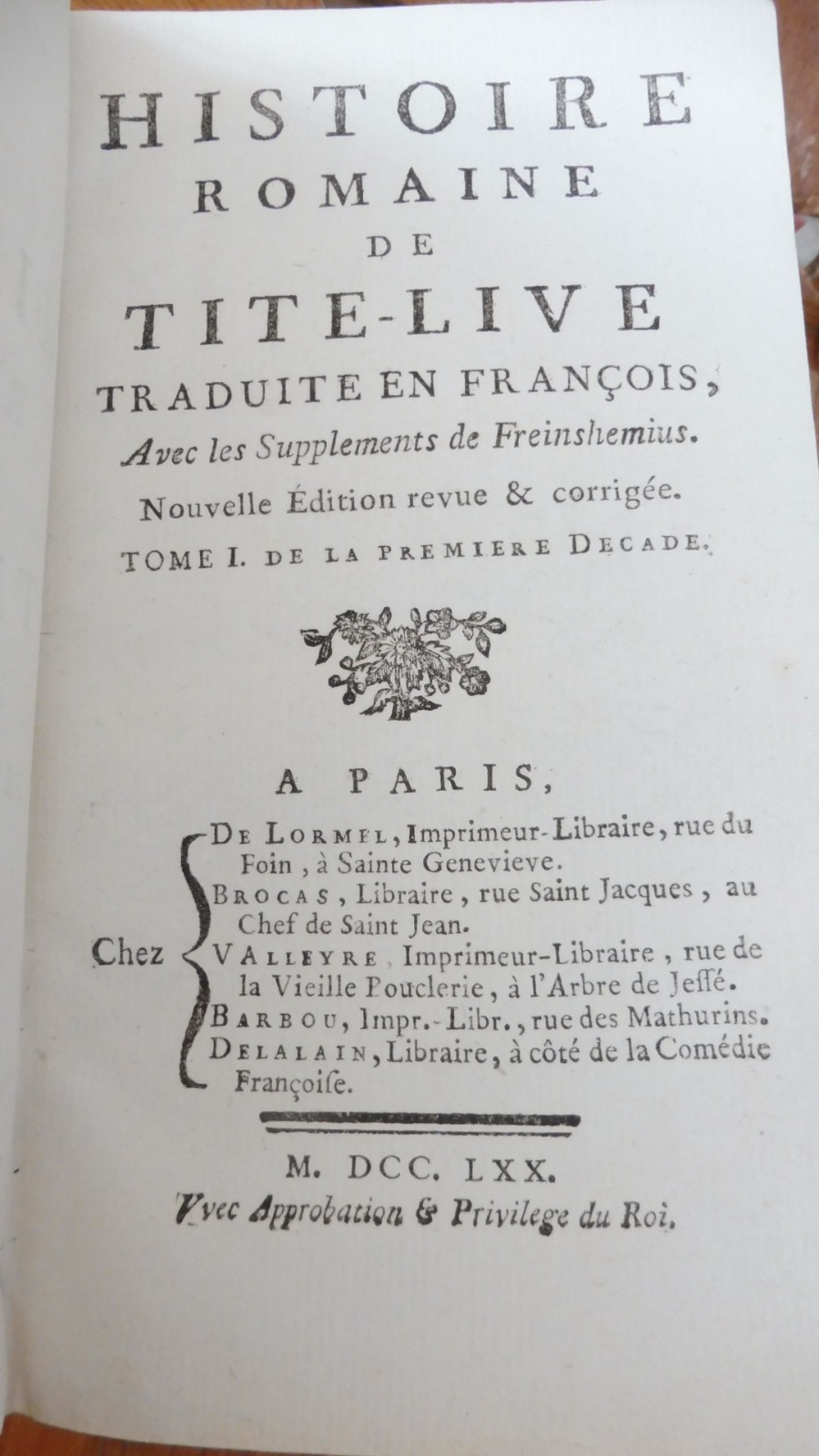 Histoire romaine (Tite-Live) 1770-72 10 vol.
