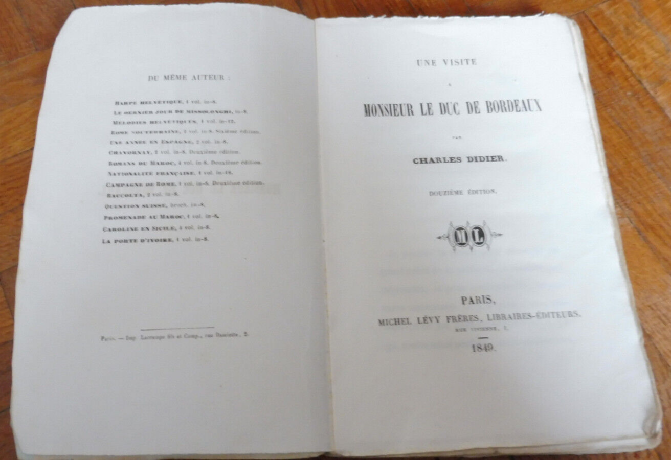 Une visite à monsieur le Duc de Bordeaux (Charles Didier) 1849