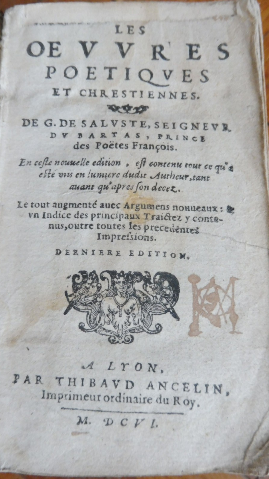 Oeuvres poétiques de Guillaume de Salluste 1606