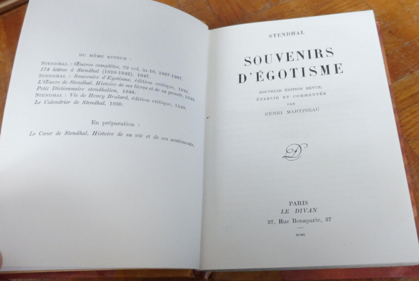 Souvenirs d'égotisme (Stendhal) 1950