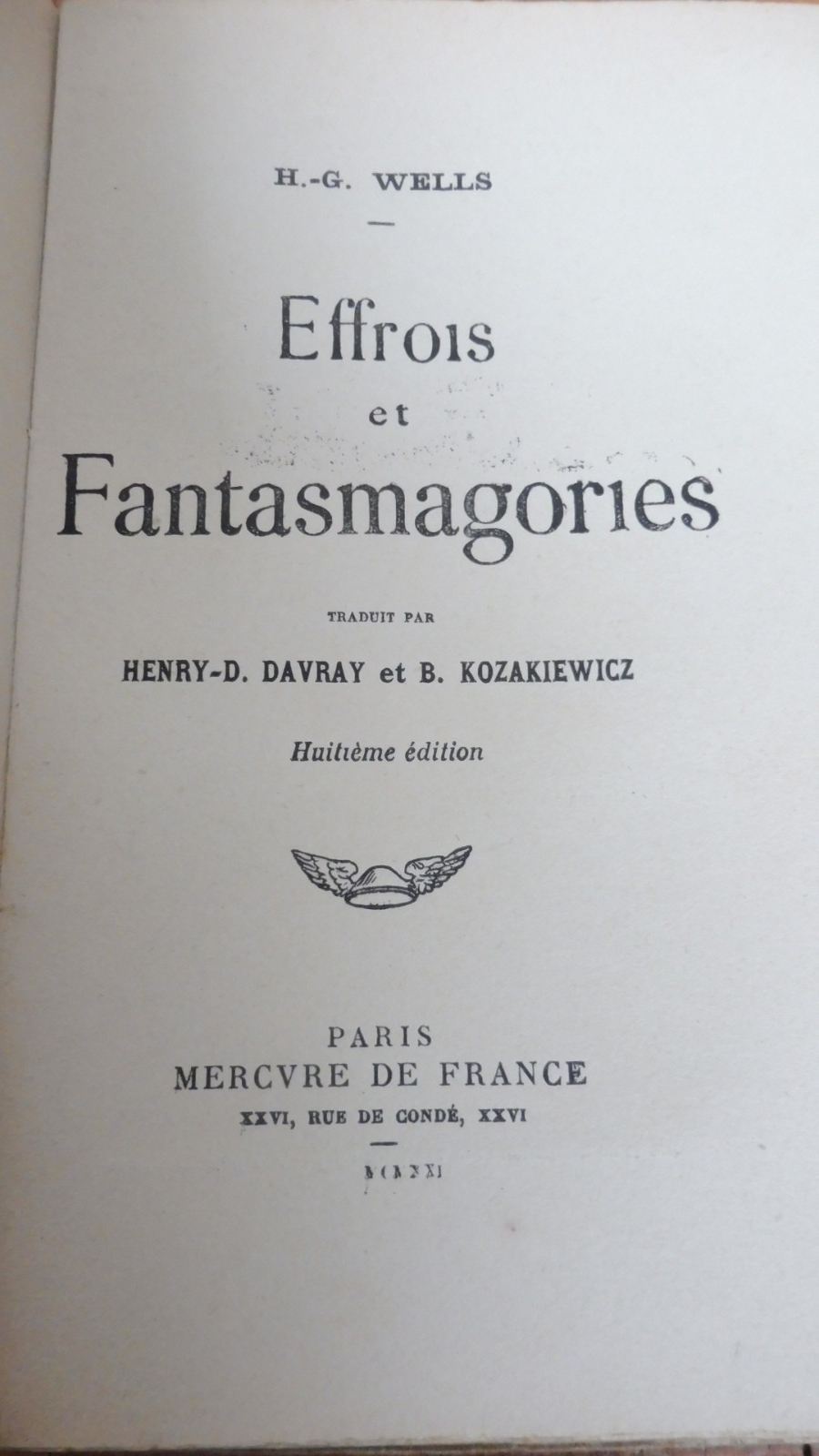Effrois et fantasmagories (H.-G. Wells) 1911