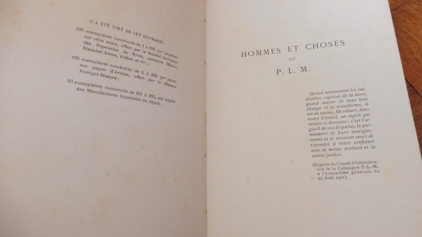 Hommes et choses du P.L.M. CHEMIN DE FER 1911