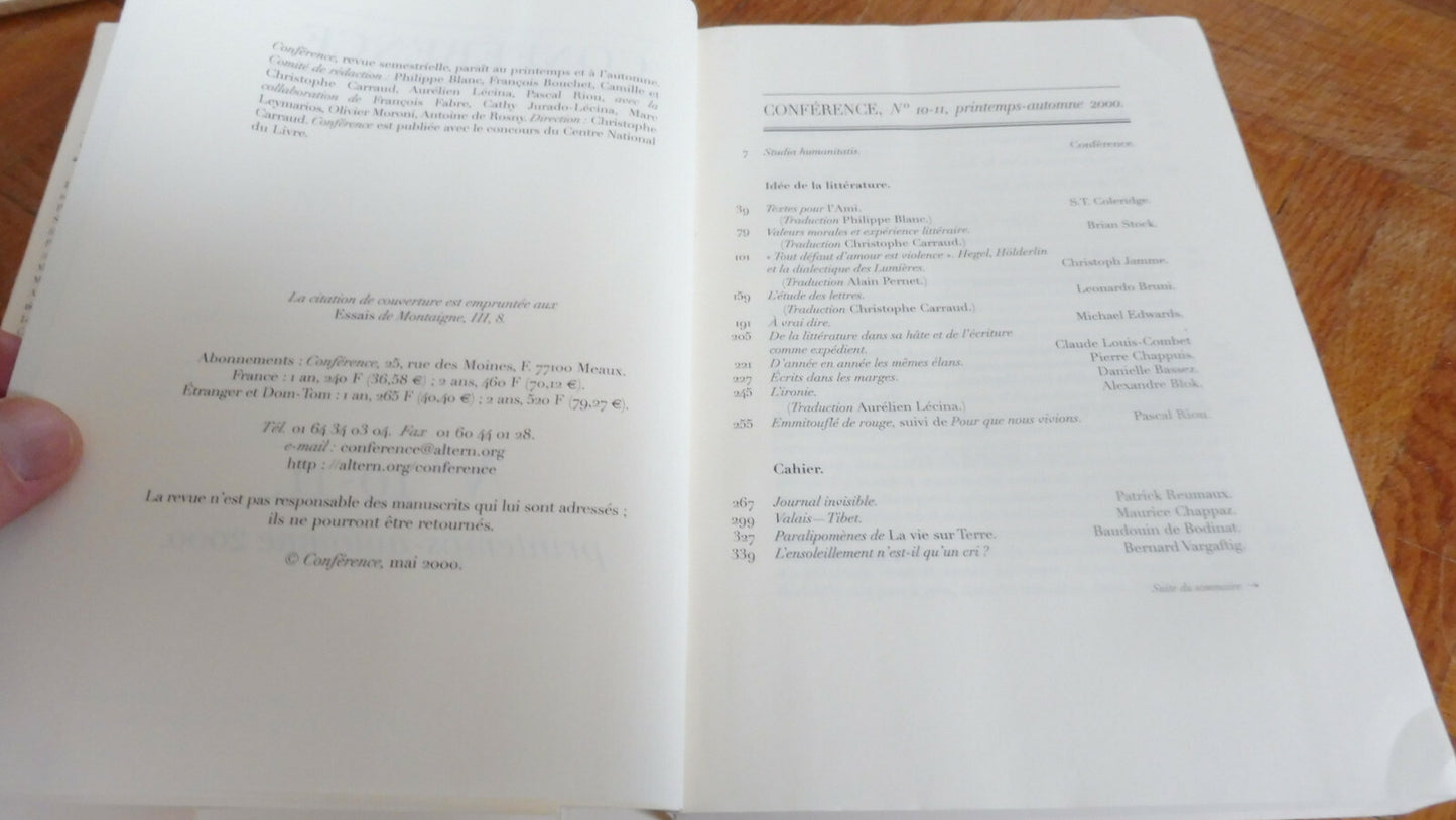 Revue Conférence n°10-11 (2000)