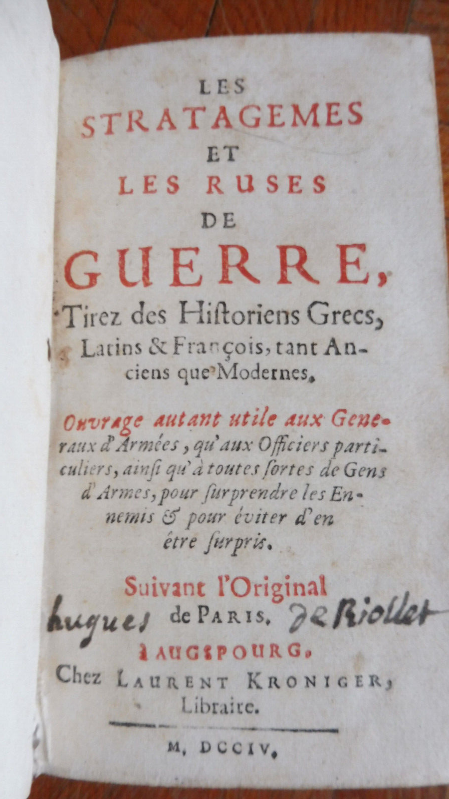 Stratagèmes et ruses de guerre 1704