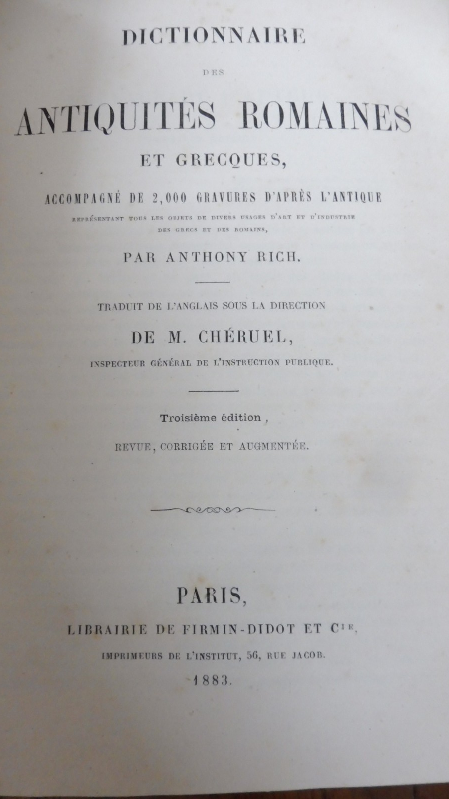 Dictionnaire des antiquités romaines et grecques (Anthony Rich) 1883