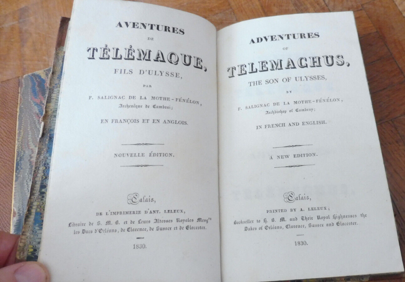 Aventures de Télémaque, fils d'Ulysse (Fénélon) 1830 2/2 BILINGUE
