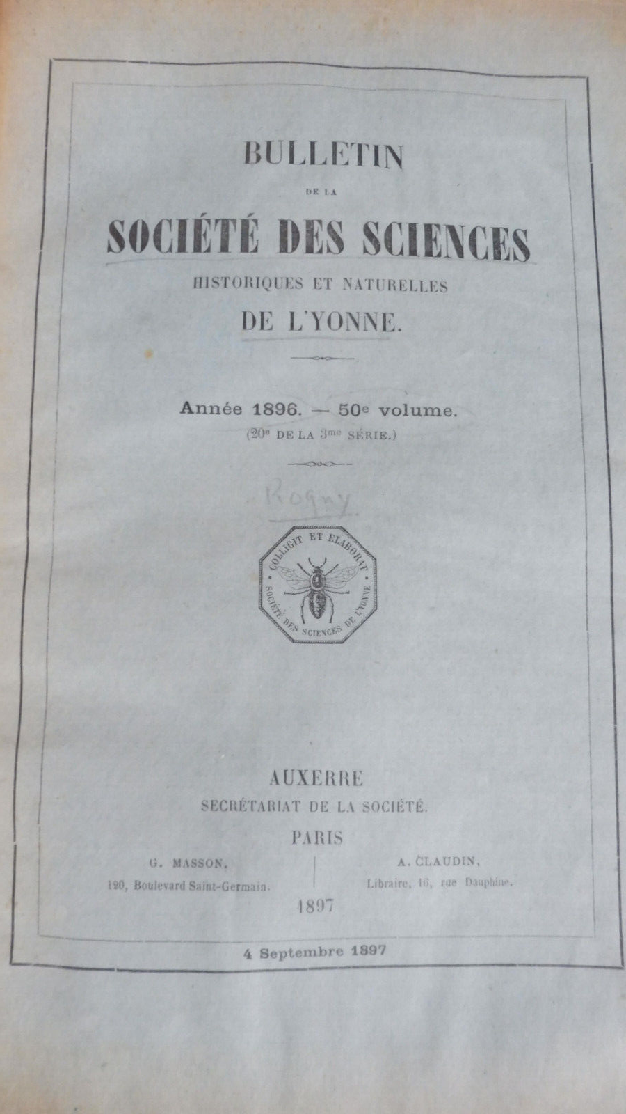 Bulletin de la société des sciences de l'Yonne 1896
