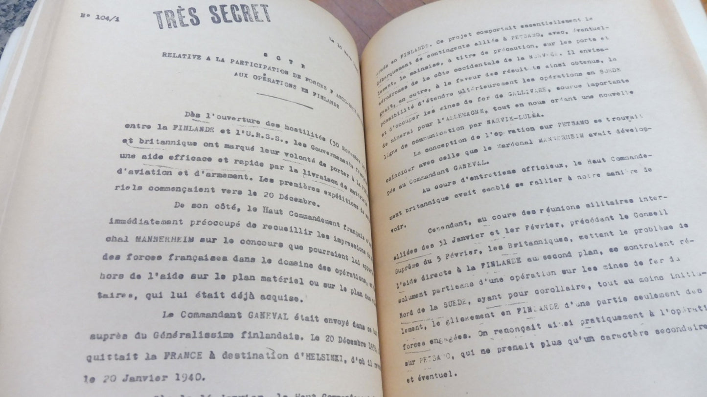 Les Documents secrets de l'Etat-Major Général Français 1941